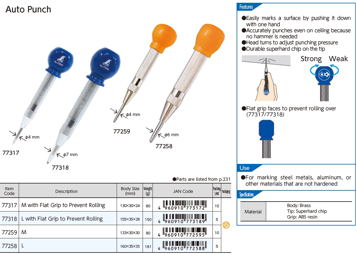 Shinwa Auto Punch Mit Anti-Rolling-Griff - Präzisions-Nietzange